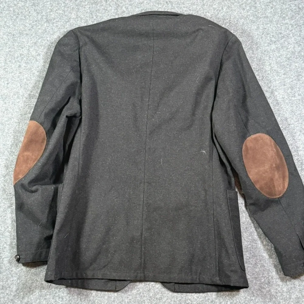 Wallace & Barnes Mens 38R S Charcoal Wool Blend Blazer Suede‎ Elbow Patches Gray